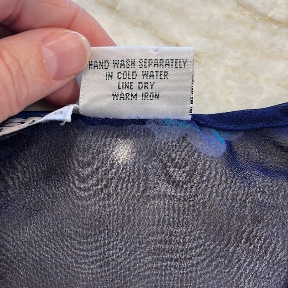 MORE By Lata | Sheer‎ Tunic Top | Swim Cover-Up | Blue Floral | Size - Picture 10 of 12